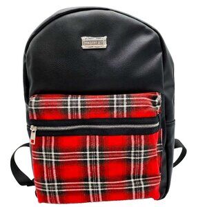 Madden Girl Red & Black Plaid Backpack NWT